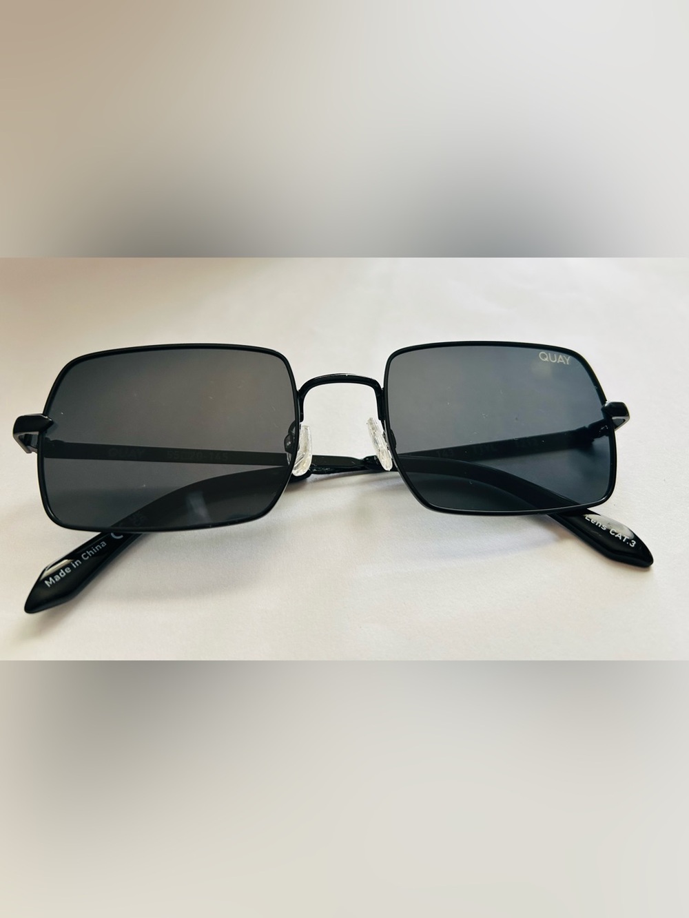 Quay Australia Black Square Metal Sunglasses for Men